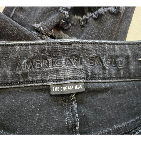 American Eagle Jeggings Women's 12 Black The Dream Jean Distressed - Picture 5 of 15